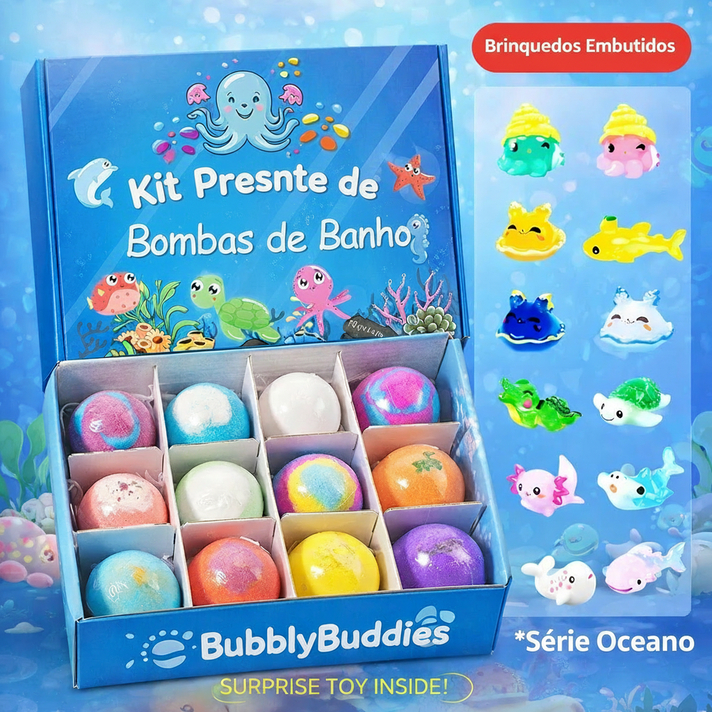 Kit Presente de Bombas de Banho BubblyBuddies